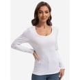 thumbnail image 3 of Women Long Sleeve Scoop Neck Slim Fitted Basic Soft T-Shirts, 3 of 6