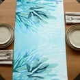 thumbnail image 5 of Teal Blue Corals Table Runner, Summer Modern Coastal Ocean Sea Washable Cotton Linen Table Runners 72 Inches Long, Dresser Scarf Runner for Dining/Coffee/TV Stands/Kitchen/Cabinets 16''x72'', 5 of 9
