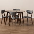 thumbnail image 5 of Baxton Studio Hadrea Mid-century Modern Walnut-Finished Dark Grey Fabric Upholstered 5-Piece Dining Set, 5 of 6