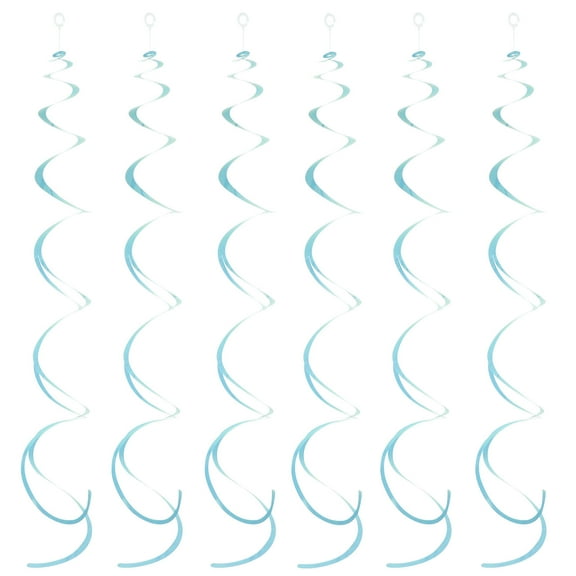 HOOWIFFY 6Pcs Sky Blue Hanging Swirl Party Decorations Set for Wedding Festival Ceiling Decor