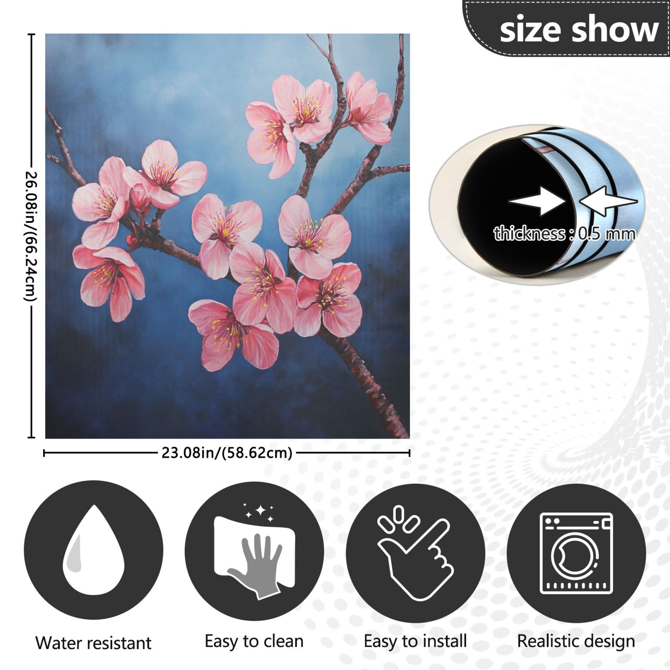 Dishwasher Magnetic Sticker 23x26 Inch Refrigerator Magnetic Sticker Washing Machine Magnetic Sticker Kitchen Panel Magnetic Sticker Home Decor Super Cute Cherry Blossom