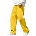 thumbnail image 2 of Resicozy Baggy Sweatpants Men Wide Leg Drawstring Waist Straight Sweat Pant 2026 Casual Workout Gym Athletic Trousers with Pockets Yellow 2XL, 2 of 4
