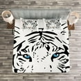 thumbnail image 3 of Ambesonne Tattoo Quilted Bedspread Set 3 Pcs, Tiger Ocean Blue Eyes, Queen Size, White Black and Blue, 3 of 3