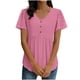 thumbnail image 1 of Camiseta de Encaje de Manga Corta de Cuello Alto para las Mujeres Muñeca de Manga Corta Botón para las Mujeres, Cintura Cinching V-Cuello de Verano Top, 1 of 9