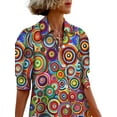 thumbnail image 3 of DYMADE Women Lantern Sleeve Lapel Summer Short Shirt Dress, 3 of 4