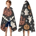 thumbnail image 3 of Autumn Halloween Scene Pattern Hooded Bath Towel，50"x30" for Ages 3 To 12 Kids, Quick Dry Lightweight Soft Microfiber Hood Beach Towel Cover Up for Kids, 3 of 7