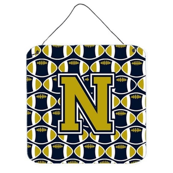 Letter N Football Blue & Gold Wall or Door Hanging Prints, 6 x 0.02 x 6 in.