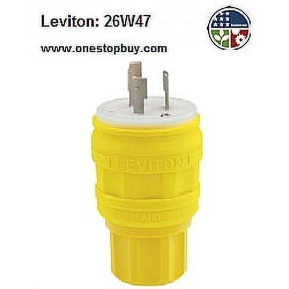 Leviton 26W47 Plug Locking Blade Wetguard L5-20P 20A 125V 2P3W Grounding - Yellow