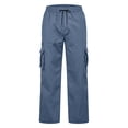 thumbnail image 4 of WAENQINLA Men's Elastic Drawstring Waist Straight Leg Cargo Pants Outdoor Hiking Fitness Casual Long Trousers with Multi-Pockets M-3XL, 4 of 9