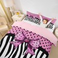thumbnail image 3 of spefrowx Pink Polka Dot Bow Twin Duvet Cover for Kids, Chic Zebra Wildlife Print Twin Bedding, Pink Reversible, 2 Pieces, 1 Duvet Cover and 1 Pillowcase, 3 of 6