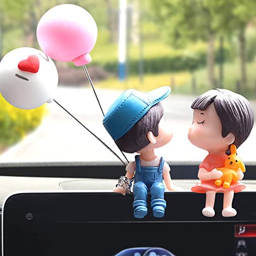 Adornos de coche para la decoración del escritorio de la oficina del coche, decoraciones del salpicadero del coche de dibujos animados figura de muñeca de pareja, decoraciones del salpicadero del coc TUNC Sencillez