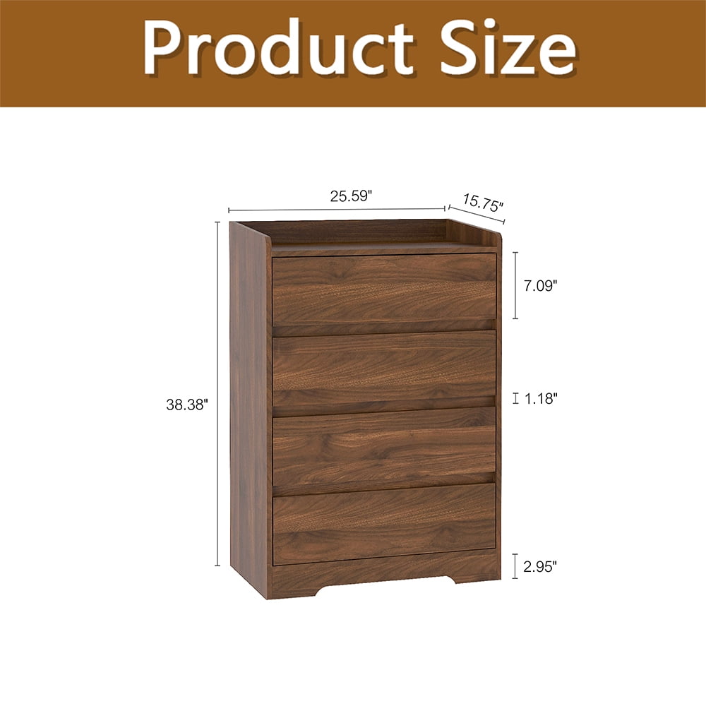 YINGYING 4 Drawer Dresser, Modern Wooden Tall Chest of Drawers Waterproof Dressers Storage Organizer for Living Room, Entryway, Bedroom