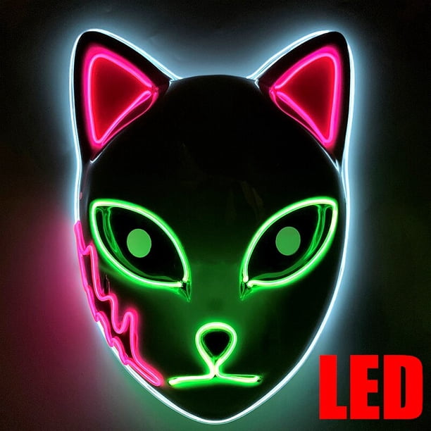 Máscara de Tanjirou de Anime Demon Slayer, Mascarilla de Sabito, máscara Led, disfraz de Makomo, accesorios para fiesta de Halloween, decoración de Pascua