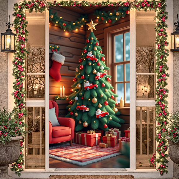 Festive Holiday Decoration Christmas Ornament Photography Backdrop for Indoor Home Celebration Winter Event Family Gathering