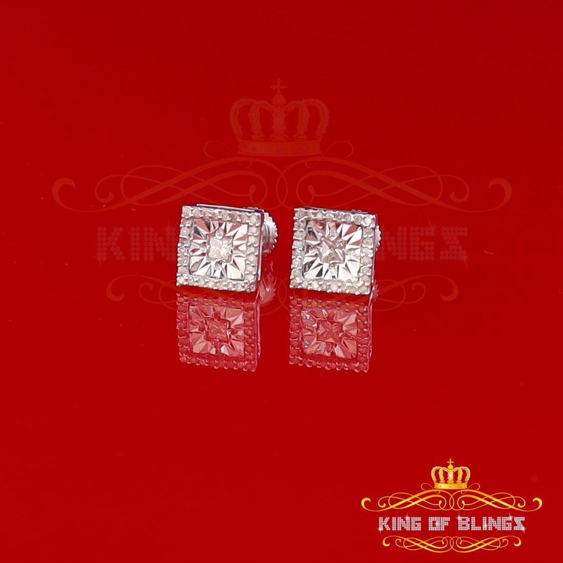 King of Bling's Aretes Para Hombre 925 White Silver 0.25ct Diamond Women's/ Men's Stud Earrings
