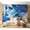 thumbnail image 3 of Tiptophomedecor Abstract Wallpaper Wall Mural - Blue Lady, 3 of 7