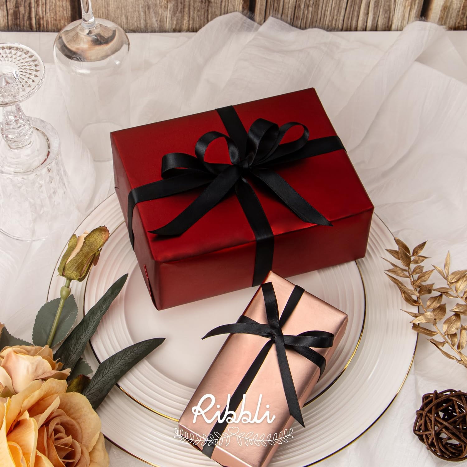 Black Satin Ribbon,Double Faced Satin 1/4 inch x Continuous 50 Yards,Black Ribbon Use for Bows Bouquet,Gift Wrapping,Wedding Decoration,Floral Arrangement