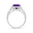 thumbnail image 2 of ANGARA Natural Twist Shank Emerald Cut 4 ct Amethyst Statement Ring in 14K White Gold for Women (Size-11x9mm) | February Birthstone, Anniversary, Jewelry Gift for Women | Natural Amethyst Ring, 2 of 9