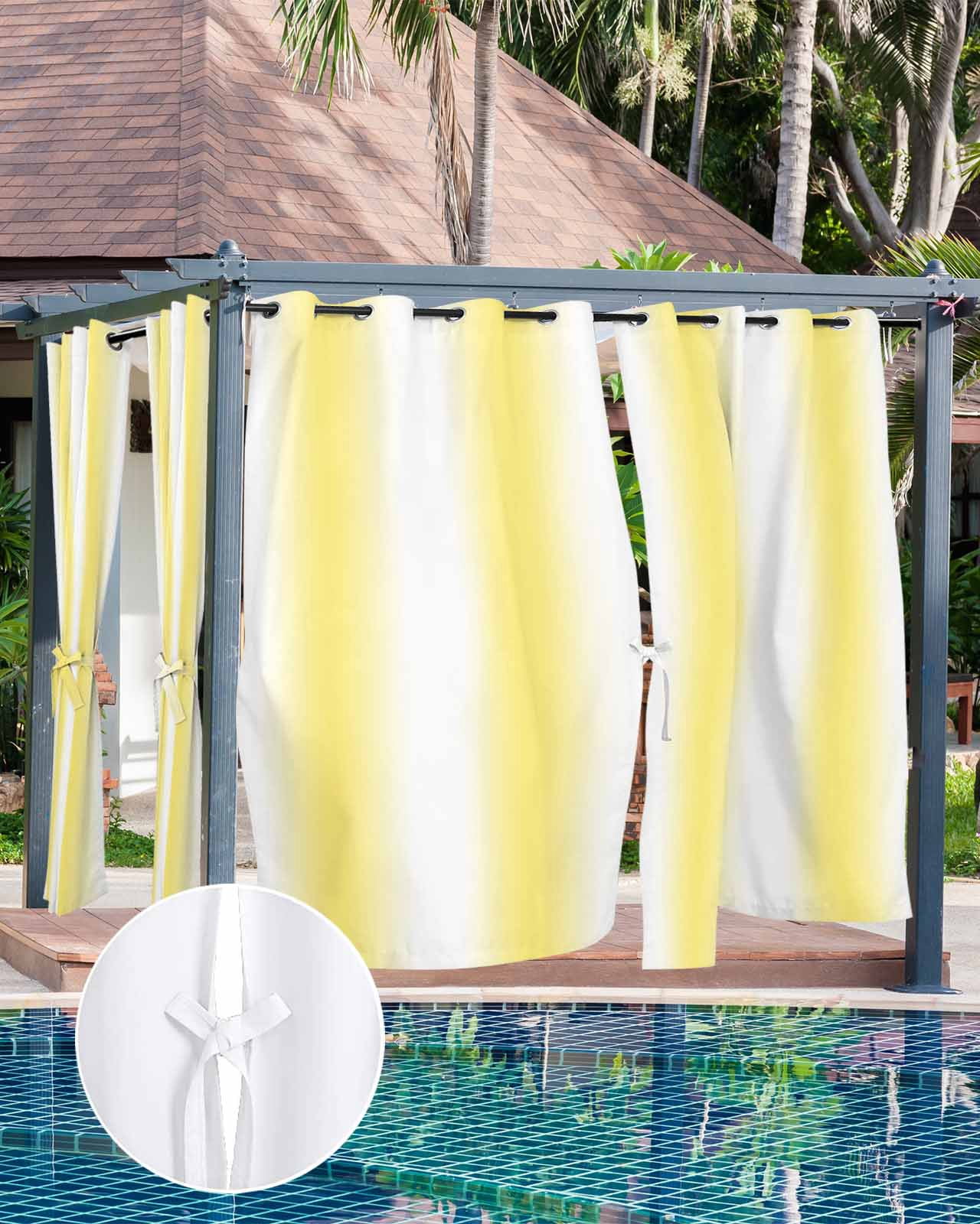 nqOlkjepod Outdoor Curtains for Patio Waterproof, Yellow Ombre Outdoor Privacy Panels Grommet, Farmhouse Modern Art Blackout Outside Curtains for Porch/Cabana/Pergola/Gazebo 54"x84", 1 Panel