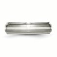 thumbnail image 3 of Titanium Ridged Edge Sterling Silver Inlay 6mm Brushed/Polished Band Ring 9 Size, 3 of 6
