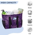 thumbnail image 5 of Reusable Grocery Bags with Handle Side Pocket Waterproof Shopping Portable Tote Purple Rose Line Art, 5 of 8