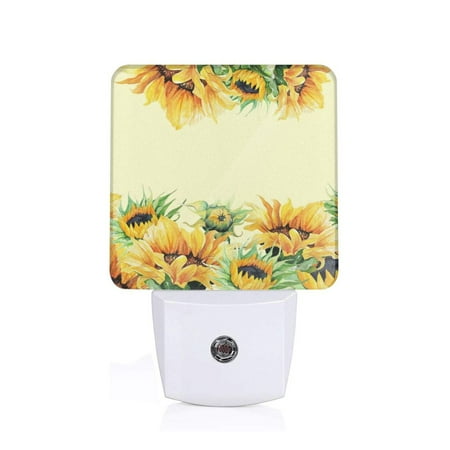 

Sigee Sunflowers On A Yellow Background for Night Lights Plug into Wall Dusk to Dawn Sensor Warm White Led Night Light 0.5W for Kid Hallway