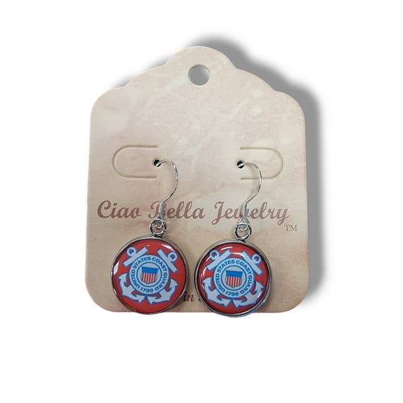 Coast Guard Earrings - Officially Licensed, Sterling Silver