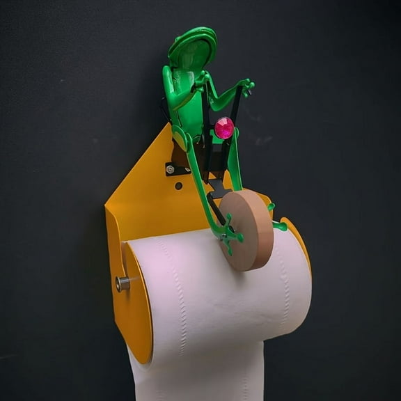 Creatives Frog Riding Unicycle Wall Mounted Paper Roll Holder - Design, Perfect for Home Decoration Bathroom Wall