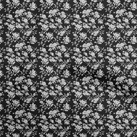 oneOone Polyester Spandex Black Fabric Baroque Fabric For Sewing Printed Craft Fabric By The Yard 56 Inch Wide