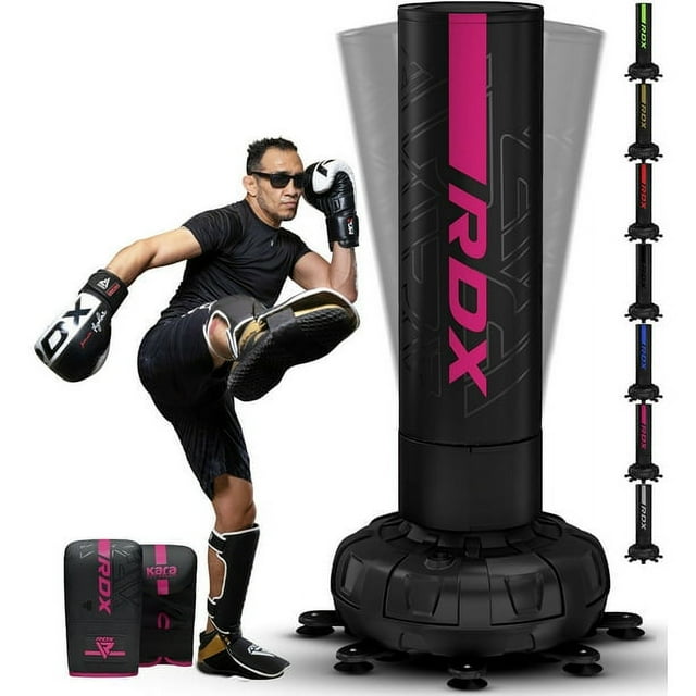 RDX Sac de Frappe Autoportant avec Gants, Sac Piédestal pour Adulte 5 Pi TTG Robuste, Base avec Support à Ventouse 17, Autoportant pour Kickboxing, Boxe, MMA
