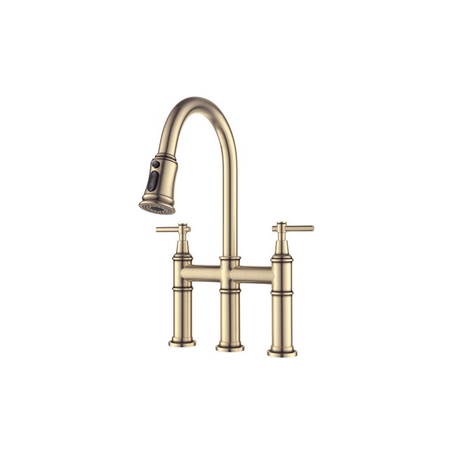 YYAO Commercial Kitchen Faucet, Metal Bathroom Faucet with Pull-Down Nozzle, Gold