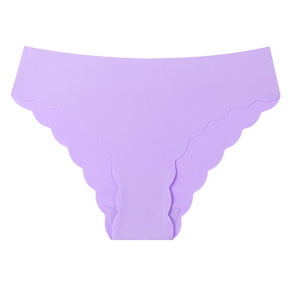 Lumtrix Seamless Underwear for Women No Show Low Rise Bikini Panties Stretch Scalloped Silky Briefs Light Purple S