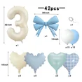 thumbnail image 1 of Light Blue Love Number 42pcs Balloon Set, Fresh Checkered Heart Balloons, Suitable for Baby Birthday Balloon Decorations., 1 of 5