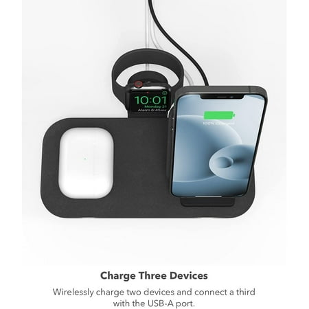 mophie - Wireless Charging Stand+ 3-In-1 - Black