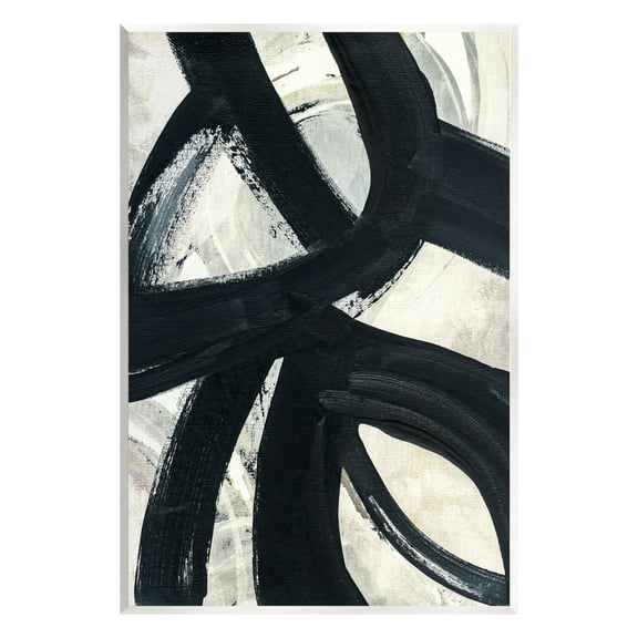 Stupell Industries Dynamic Modern Black Paint Strokes Bold Abstract Painting Unframed Art Print Wall Art, Design by Susan Jill