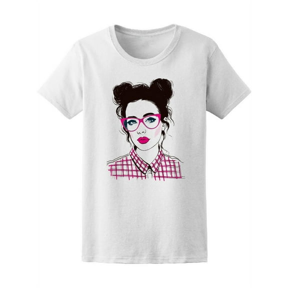 Cute Hipster Girl Glasses Women T-Shirt - Image by Shutterstock, Female Large