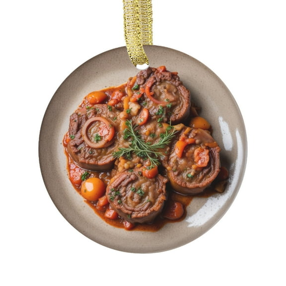 Osso Buco Italian Cuisine Shanks Food Lovers Foodie Novelty Holiday Christmas Ornament Xmas Tree Gift (Flat Design Printed on Ceramic, NOT 3D)