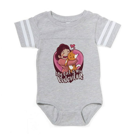 CafePress - My Cat Is My Valentine - Cute Infant Baby Football Bodysuit