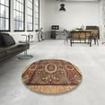 thumbnail image 3 of Ahgly Company Indoor Round Abstract Red Brown Abstract Area Rugs, 7' Round, 3 of 6