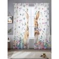 thumbnail image 2 of Bunny Easter Sheer Curtains 96 Inch Length 2 Panels Set Window Treatments, Spring Floral Rabbits Eggs Farmhouse Rod Pocket Semi Curtains for Living Room/Bedroom/Kitchen Décor, 104"W x 96"L, 2 of 7