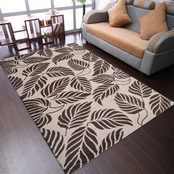 Rugsotic Carpets Hand Tufted Wool Eco-Friendly 5'x8' Area Rugs Rectangle Beige Brown Floral Modern High Pile Thick Handmade Anti Skid Indoor Rug for Living Room, Bedroom K00510