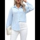 thumbnail image 1 of Camisas de Algodón para Mujer, con Botones, Cuello, Larga, Blusas Antiarrugas. Azul XXL, 1 of 10