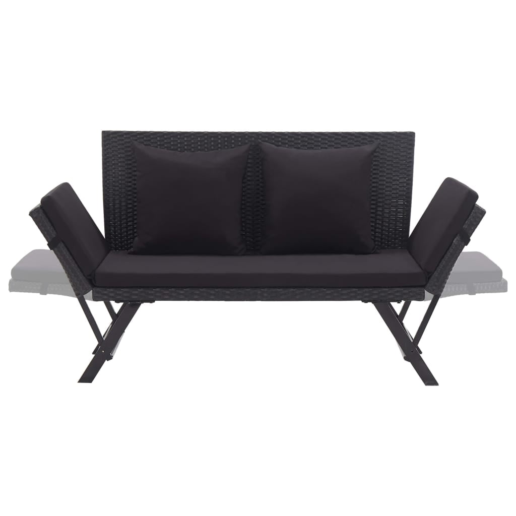 Kepooman Sun Bed, 2-in-1 Convertible Day Bed for Patio, Outdoor Garden Bench with Cushions, Balck Kepooman Sun Bed, 2-in-1 Convertible Day Bed for Patio, Outdoor Garden Bench with Cushions, Balck
