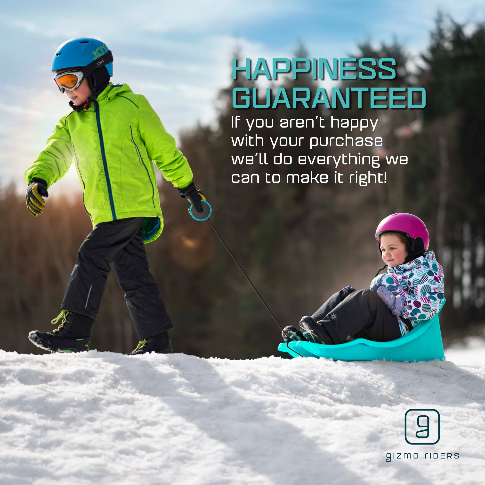 Gizmo Riders Baby Rider Titan Blue Pull Snow Sled for Toddlers, 55 lbs, Ages 6 Months+