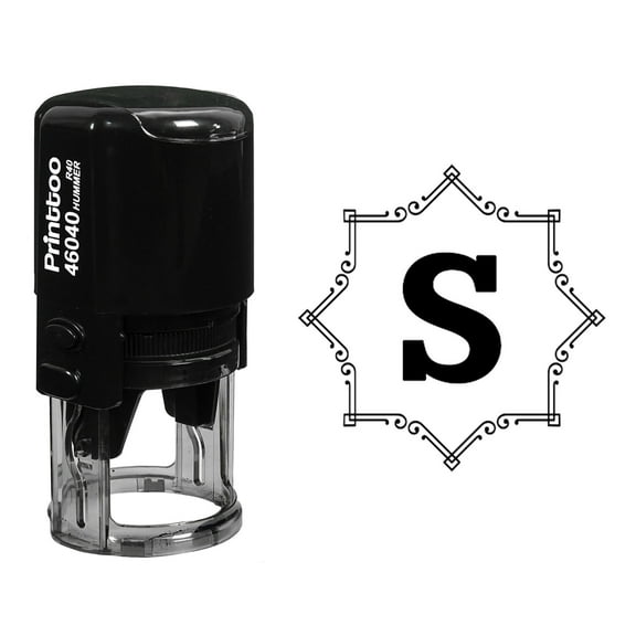 Printtoo R-40 Alphabet S Monogram Initial Octagon Celtic Swirl Frame Self Inking Rubber Stamp Office Stationary