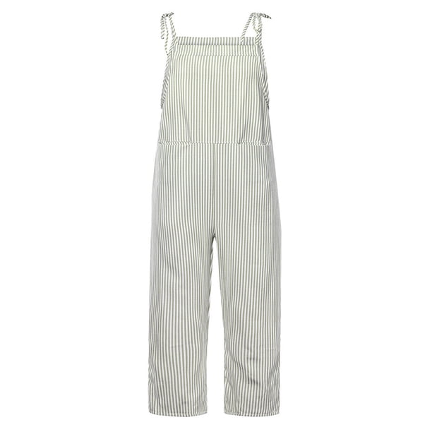 Neewe Women's Summer Jumpsuits Striped Wide Leg Overalls Casual Loose Rompers with Pockets 2026