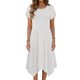 thumbnail image 2 of Mujeres Manga Corta Tops Estilo Casual Cuello Redondo Sólido Irregular Doblado Vestido, Vestido de Manga Corta para las Mujeres Falda Primavera Verano Diario, 2 of 8