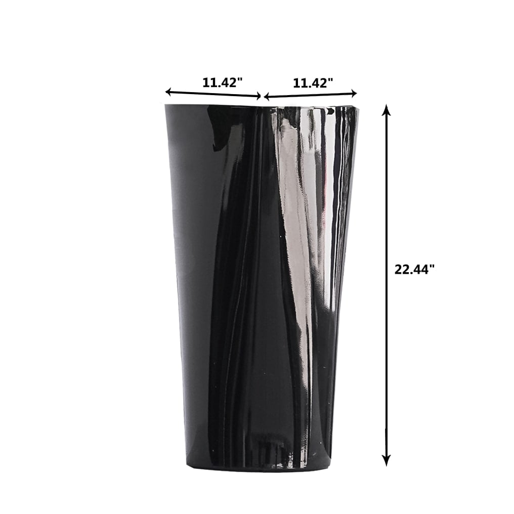 XBrand 22.4" H Plastic Self Watering Indoor Outdoor Triangle Planter Pot w/Glossy Finish, Tall Decorative Gardening Pot Black