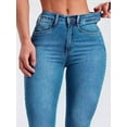 thumbnail image 5 of Women High Waist, Stretchy Jeans Slim Fit Leg Pull on Jean with Pockets, Soft Breathable Cotton Blend Denim Blue S, 5 of 7