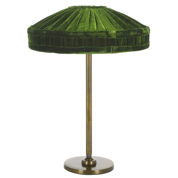 SAFAVIEH Josie 19" Glam Antique Brass Table Lamp with Green Velvet Shade
